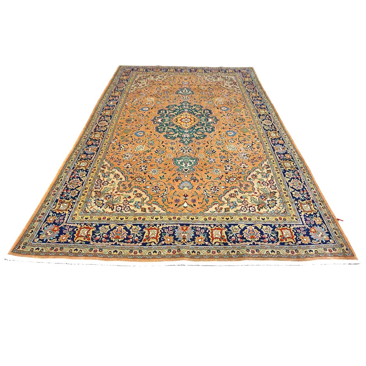 Antique Persian Tabriz Wool 6x10 Copper, Tan & Navy Handmade Area Rug #9902593