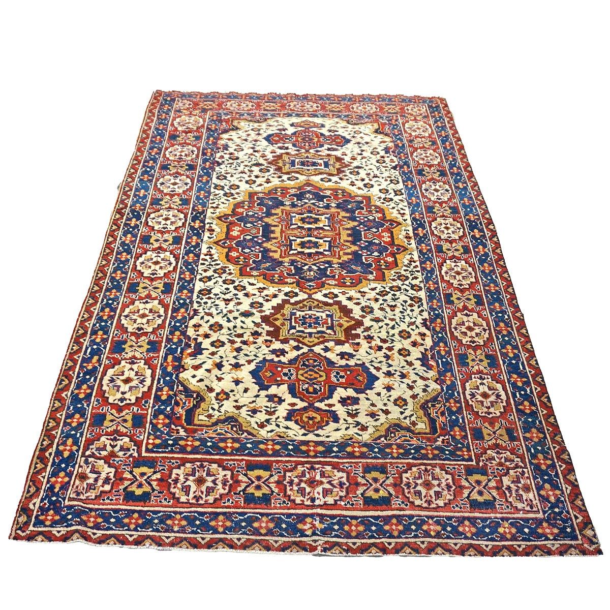 Antique Persian Baktiari Wool 5x9 Ivory & Red Handmade Area Rug #9902616
