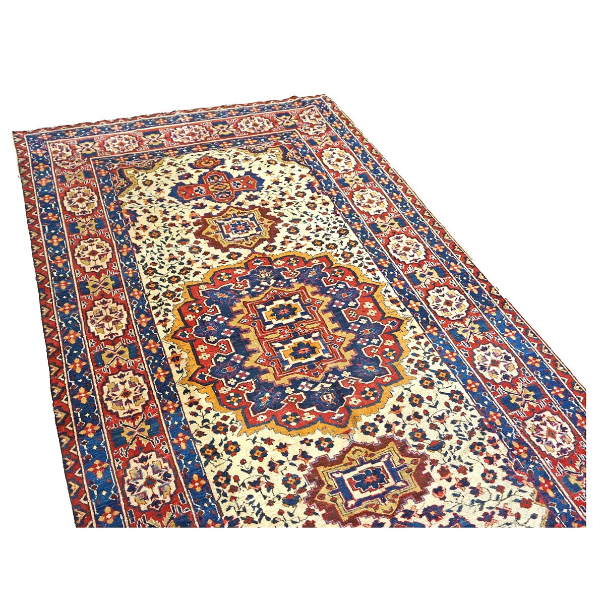 Antique Persian Baktiari Wool 5x9 Ivory & Red Handmade Area Rug #9902616