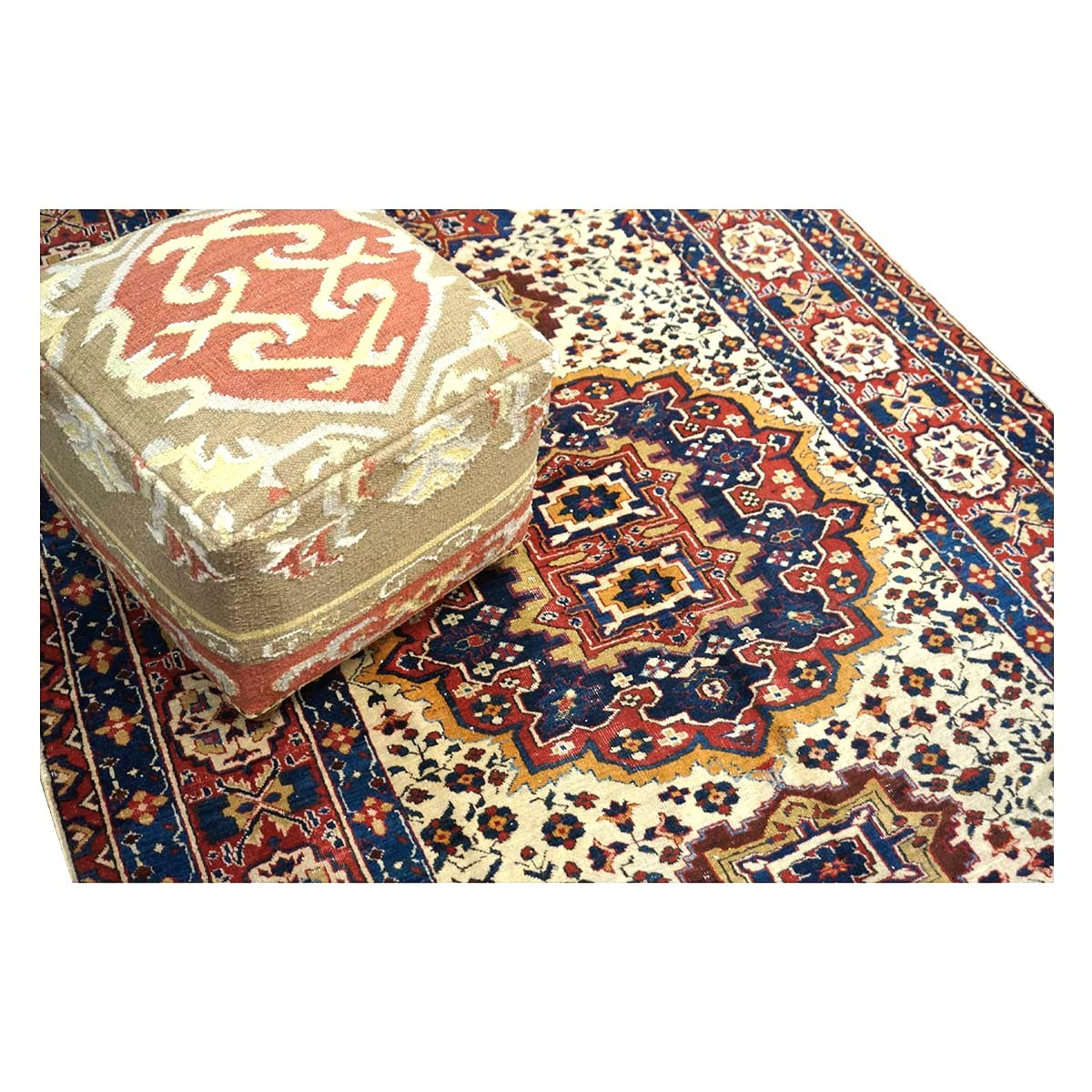 Antique Persian Baktiari Wool 5x9 Ivory & Red Handmade Area Rug #9902616