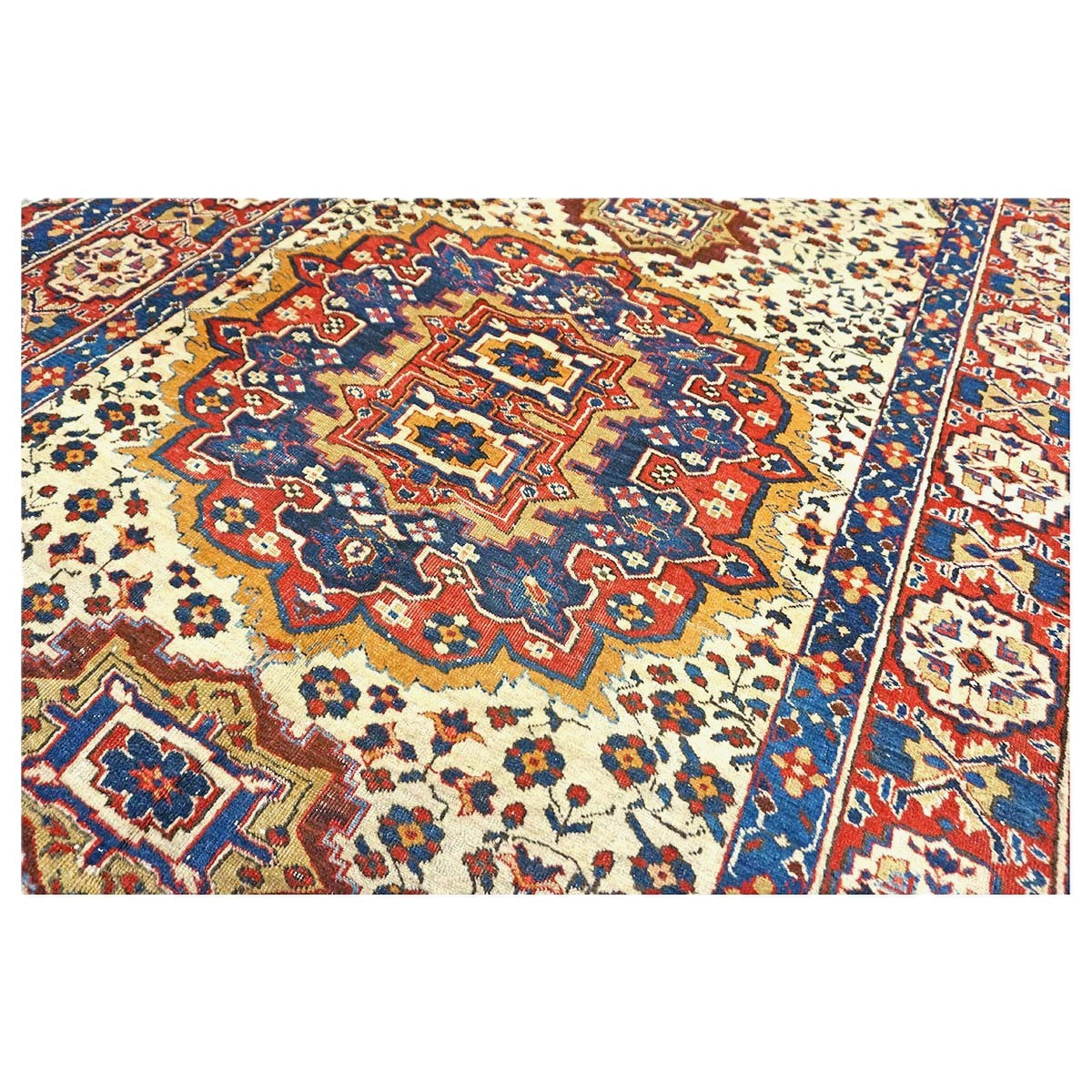 Antique Persian Baktiari Wool 5x9 Ivory & Red Handmade Area Rug #9902616