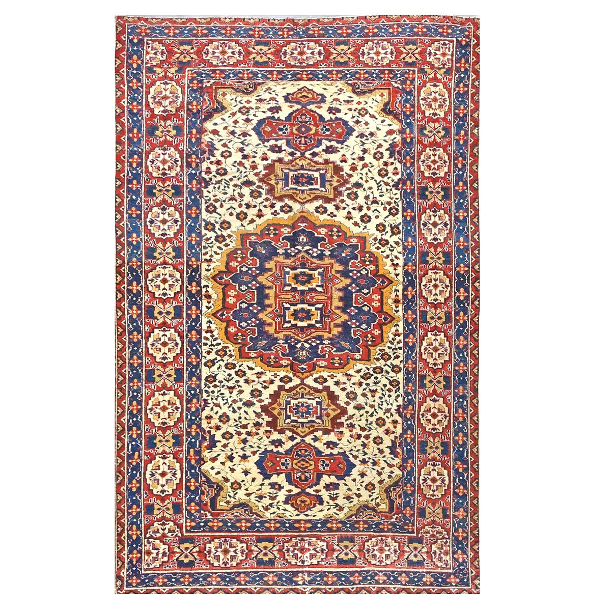 Antique Persian Baktiari Wool 5x9 Ivory & Red Handmade Area Rug #9902616