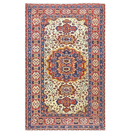 Antique Persian Baktiari Wool 5x9 Ivory & Red Handmade Area Rug #9902616
