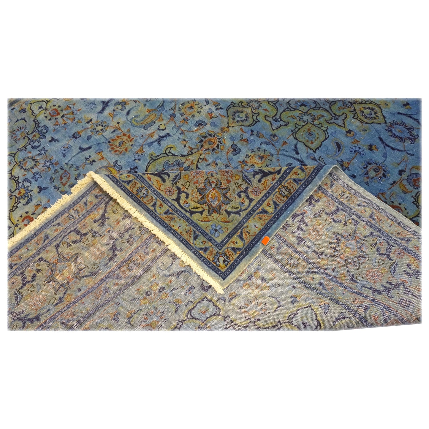 Vintage Persian Kashan Wool 10x15 Overdye Blue Handmade Area Rug #9902637