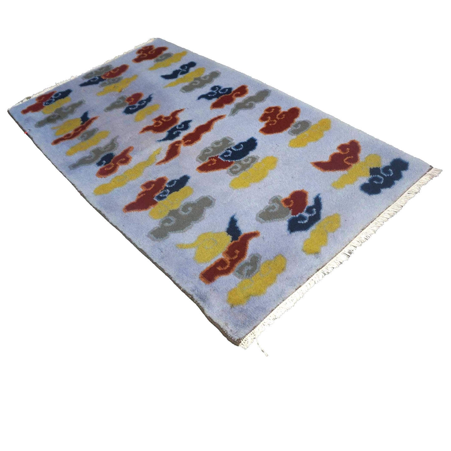 Tibetan Slate-Overdye Wool 3x5 Red, Blue & Yellow Handmade Area Rug # 9902655