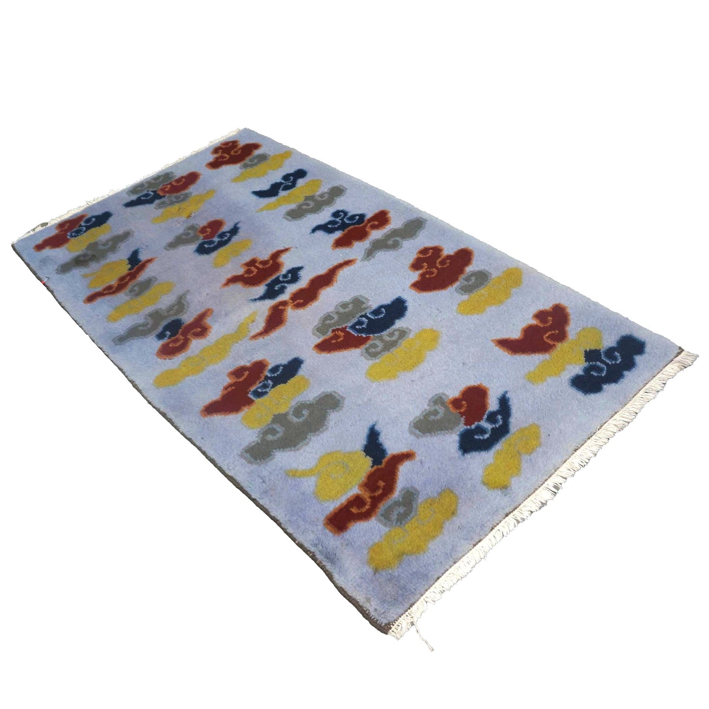 Tibetan Slate-Overdye Wool 3x5 Red, Blue & Yellow Handmade Area Rug # 9902655
