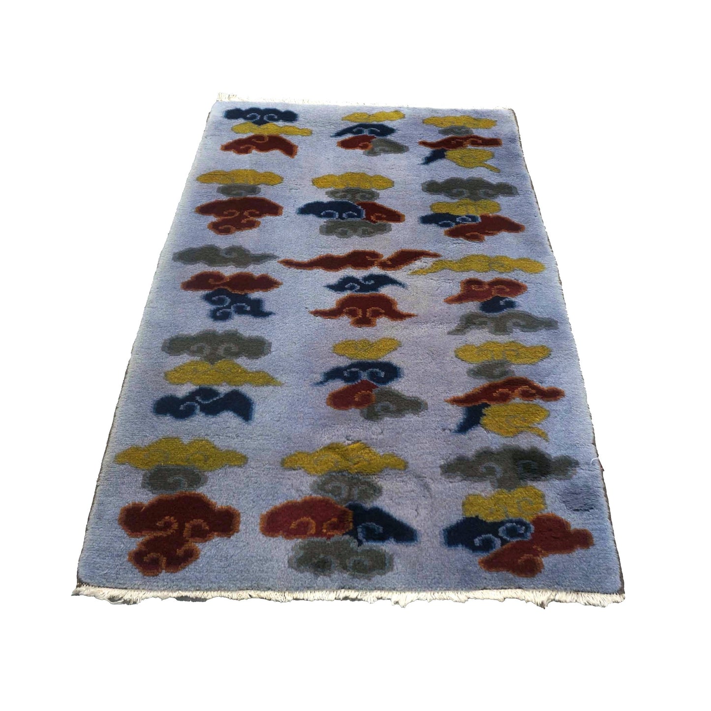 Tibetan Slate-Overdye Wool 3x5 Red, Blue & Yellow Handmade Area Rug # 9902655