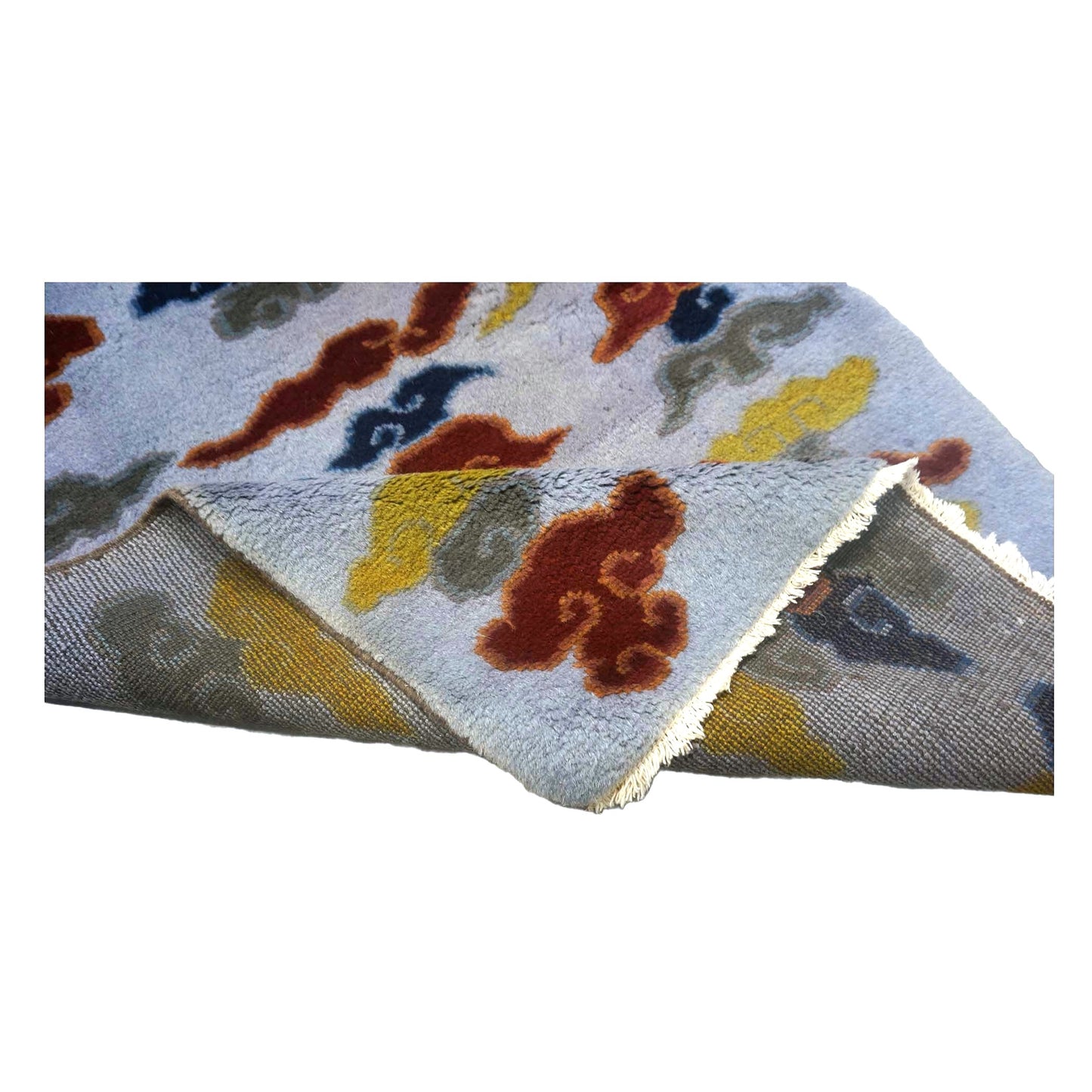 Tibetan Slate-Overdye Wool 3x5 Red, Blue & Yellow Handmade Area Rug # 9902655