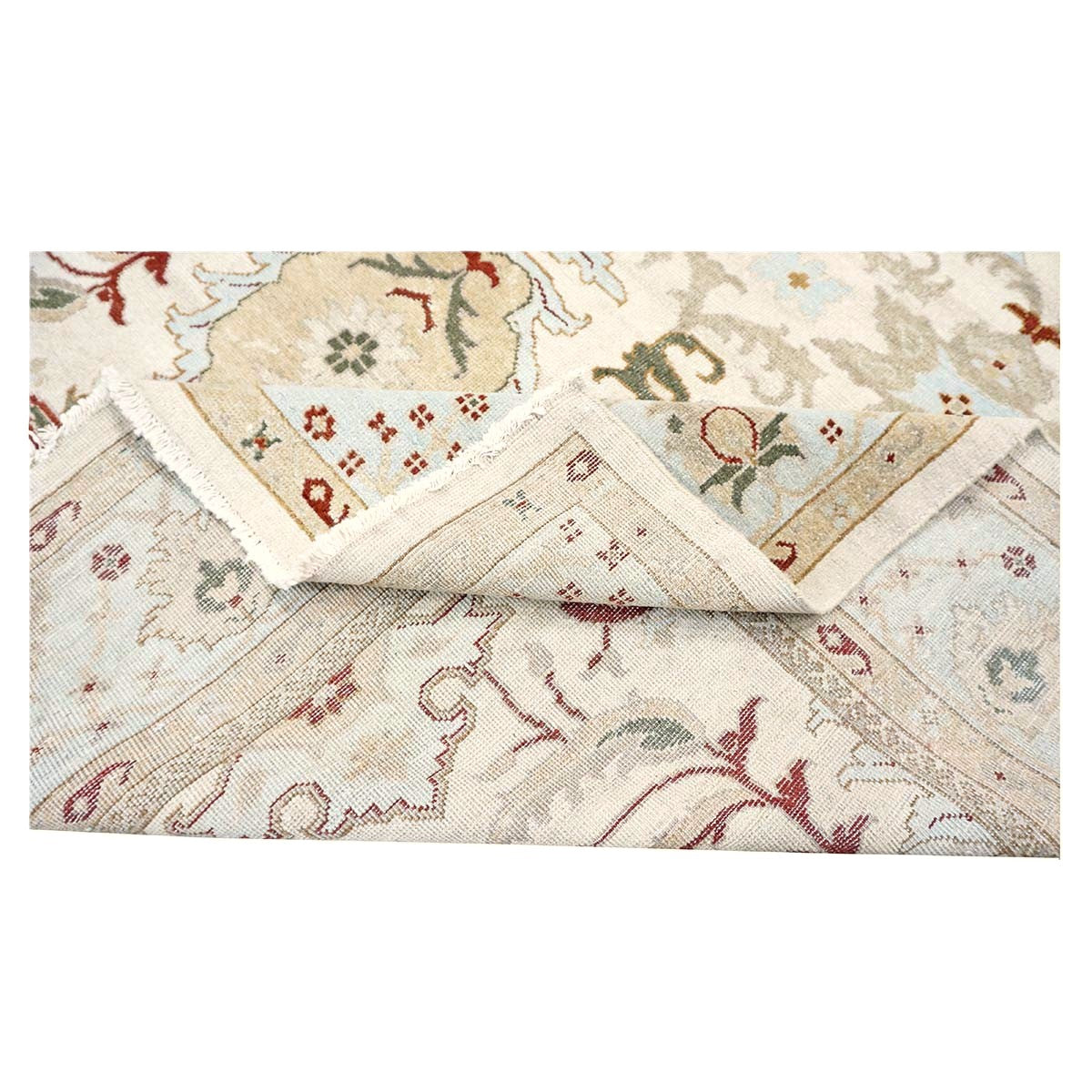 Afghan Sultanabad Masters Wool 8x9 Ivory, Light Blue & Rust Handmade Area Rug #9902705