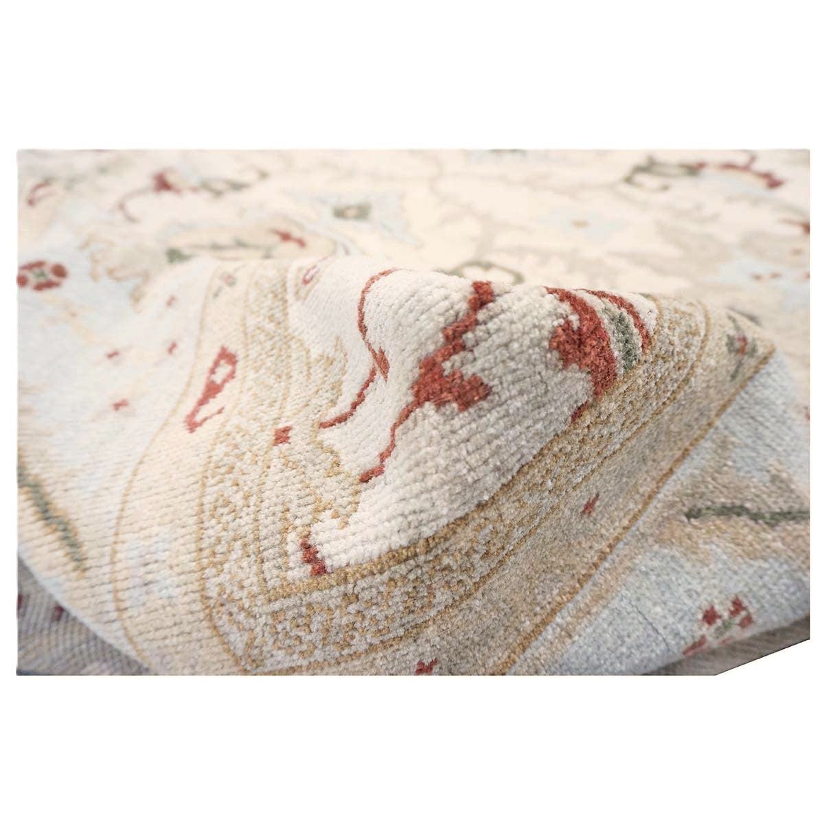 Afghan Sultanabad Masters Wool 8x9 Ivory, Light Blue & Rust Handmade Area Rug #9902705