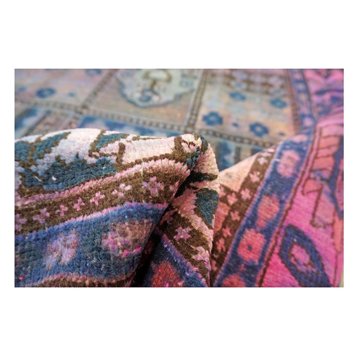 Vintage Persian Overdye Wool 6x10 Pink & Blue Handmade Area Rug # 9902739