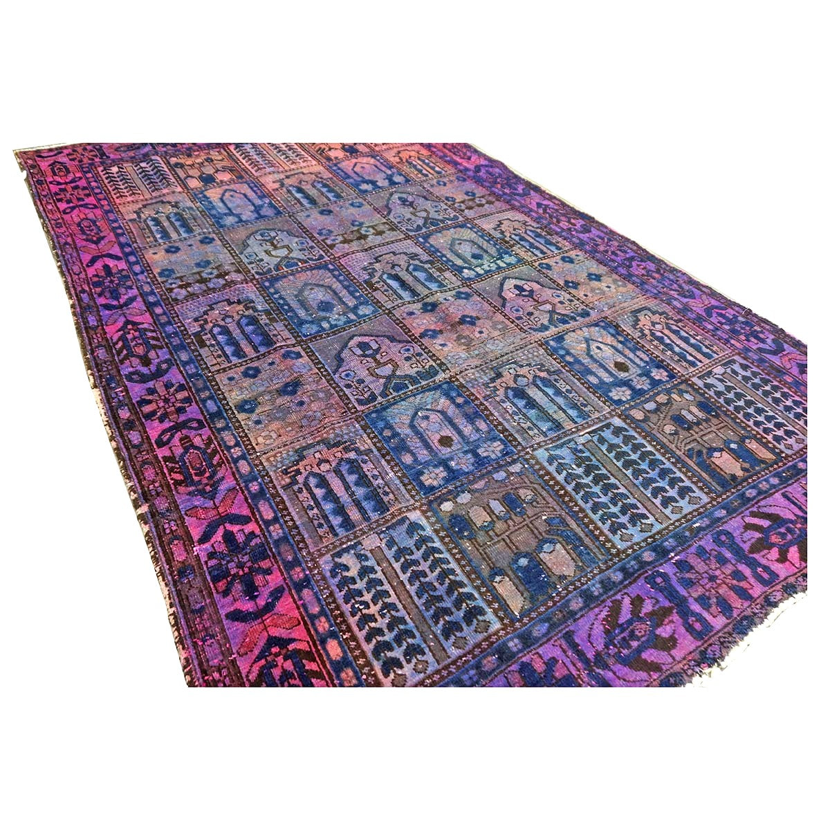 Vintage Persian Overdye Wool 6x10 Pink & Blue Handmade Area Rug # 9902739