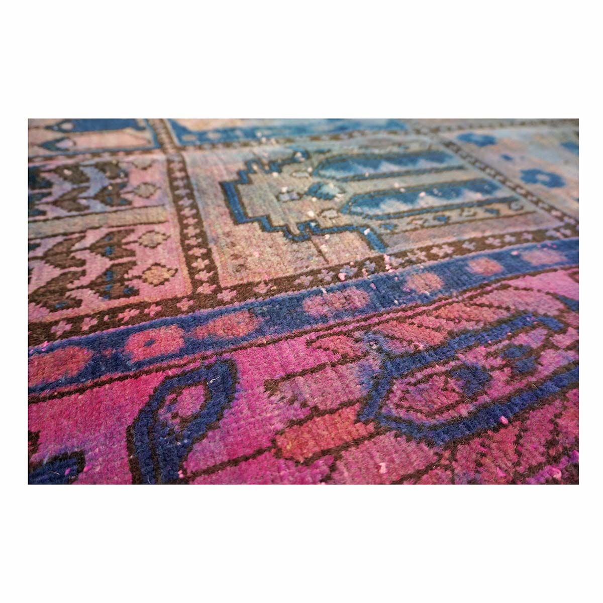 Vintage Persian Overdye Wool 6x10 Pink & Blue Handmade Area Rug # 9902739