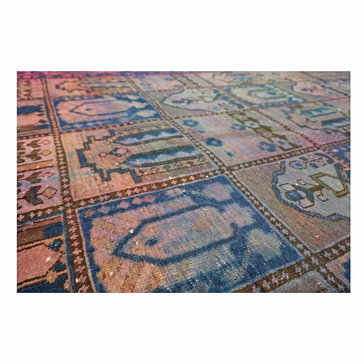Vintage Persian Overdye Wool 6x10 Pink & Blue Handmade Area Rug # 9902739