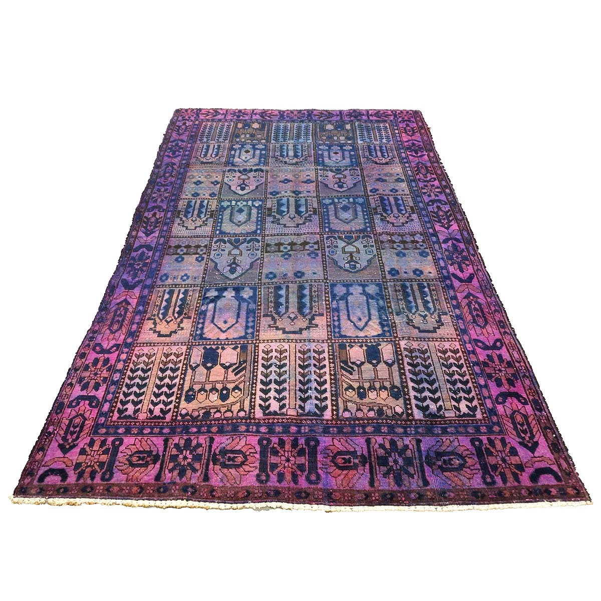 Vintage Persian Overdye Wool 6x10 Pink & Blue Handmade Area Rug # 9902739