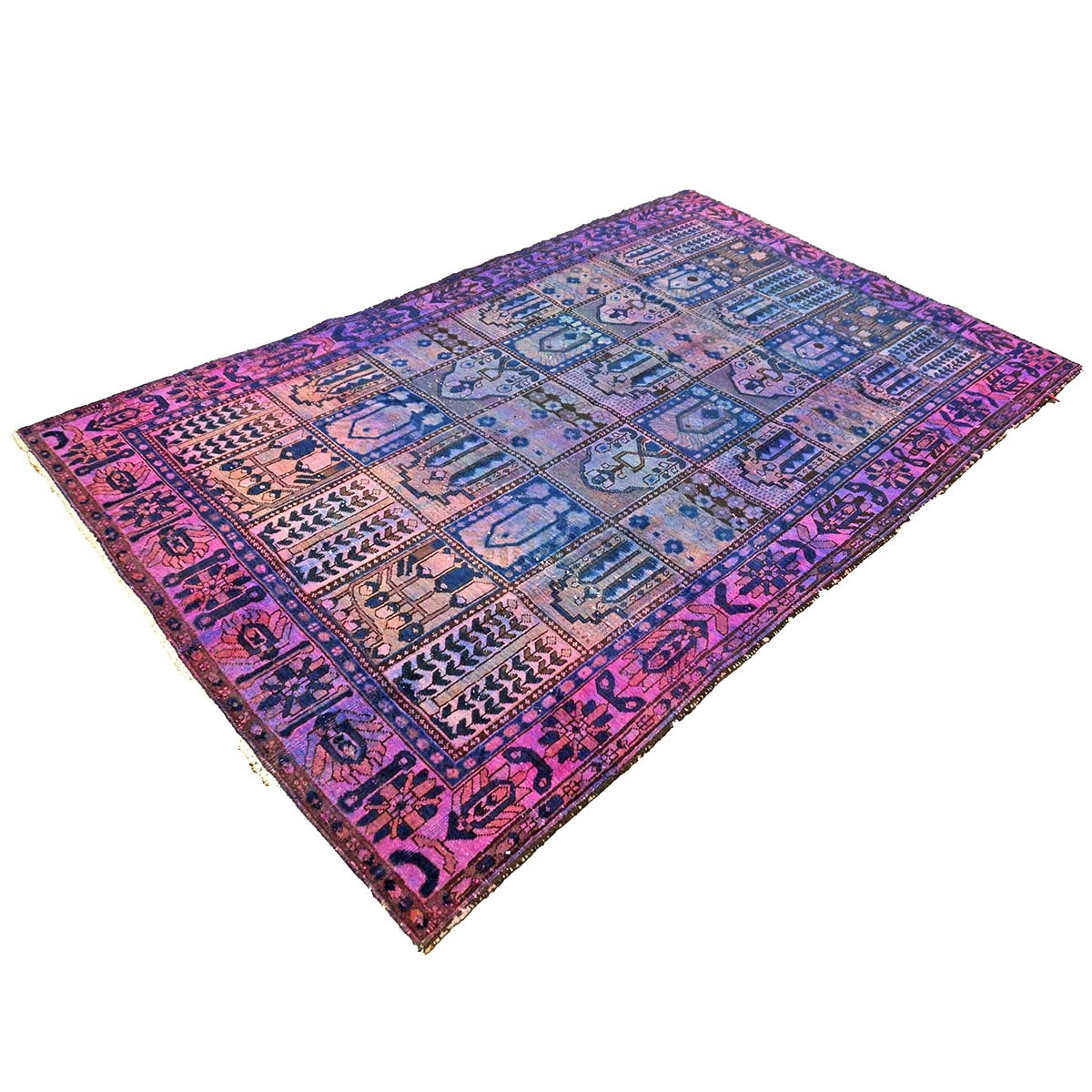 Vintage Persian Overdye Wool 6x10 Pink & Blue Handmade Area Rug # 9902739