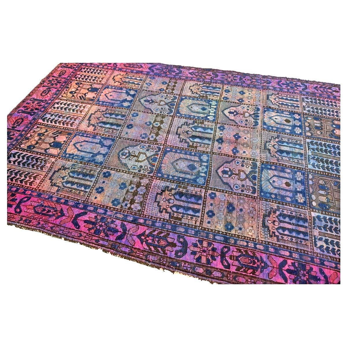 Vintage Persian Overdye Wool 6x10 Pink & Blue Handmade Area Rug # 9902739