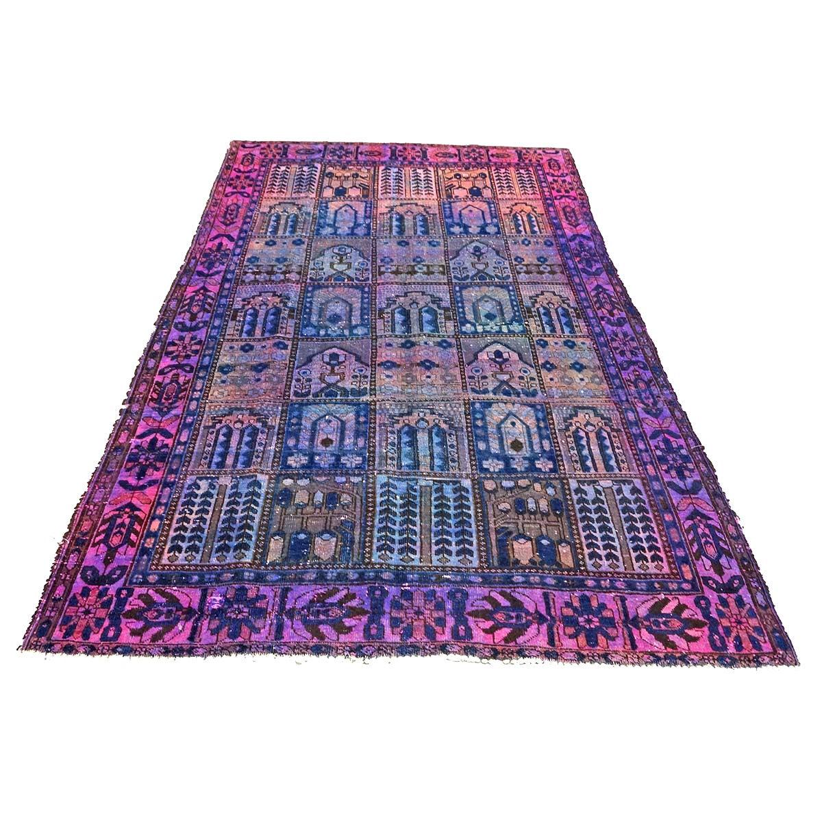 Vintage Persian Overdye Wool 6x10 Pink & Blue Handmade Area Rug # 9902739