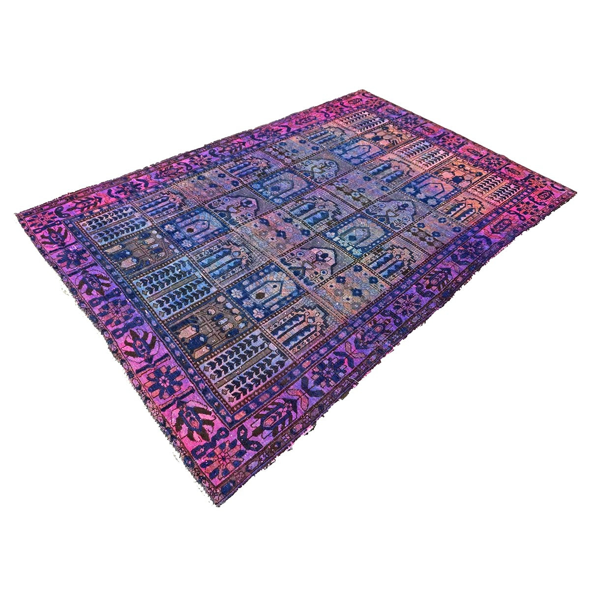 Vintage Persian Overdye Wool 6x10 Pink & Blue Handmade Area Rug # 9902739