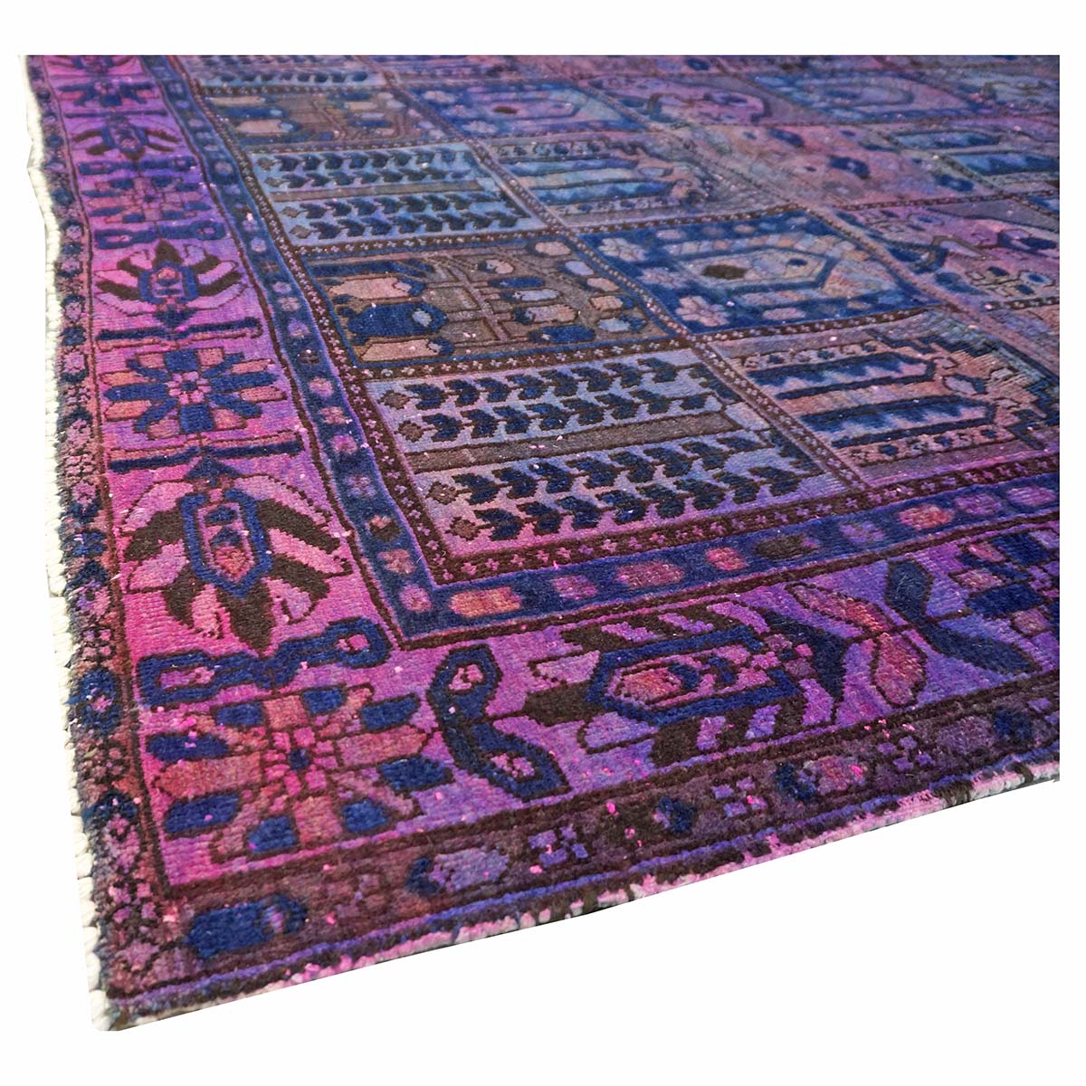 Vintage Persian Overdye Wool 6x10 Pink & Blue Handmade Area Rug # 9902739