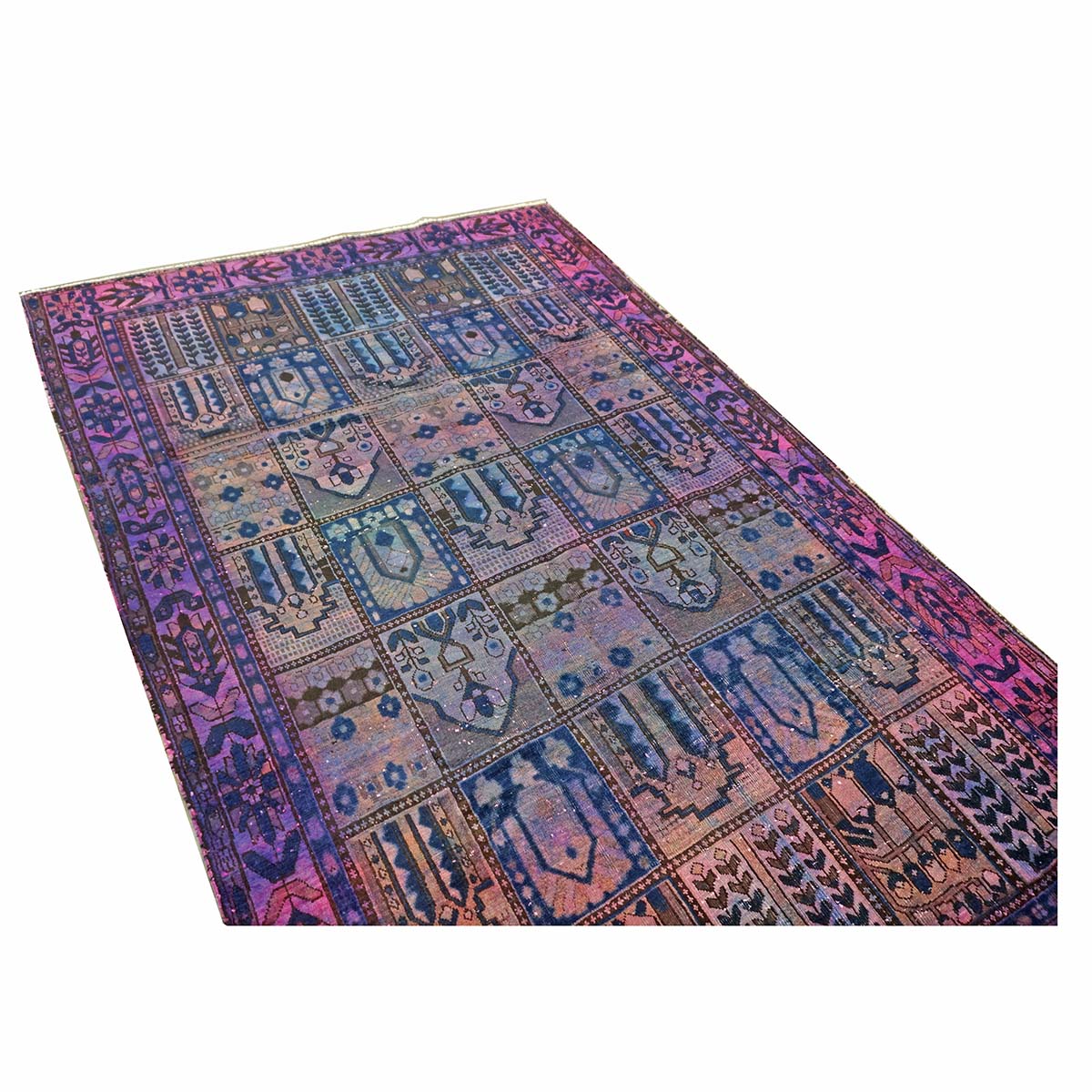 Vintage Persian Overdye Wool 6x10 Pink & Blue Handmade Area Rug # 9902739
