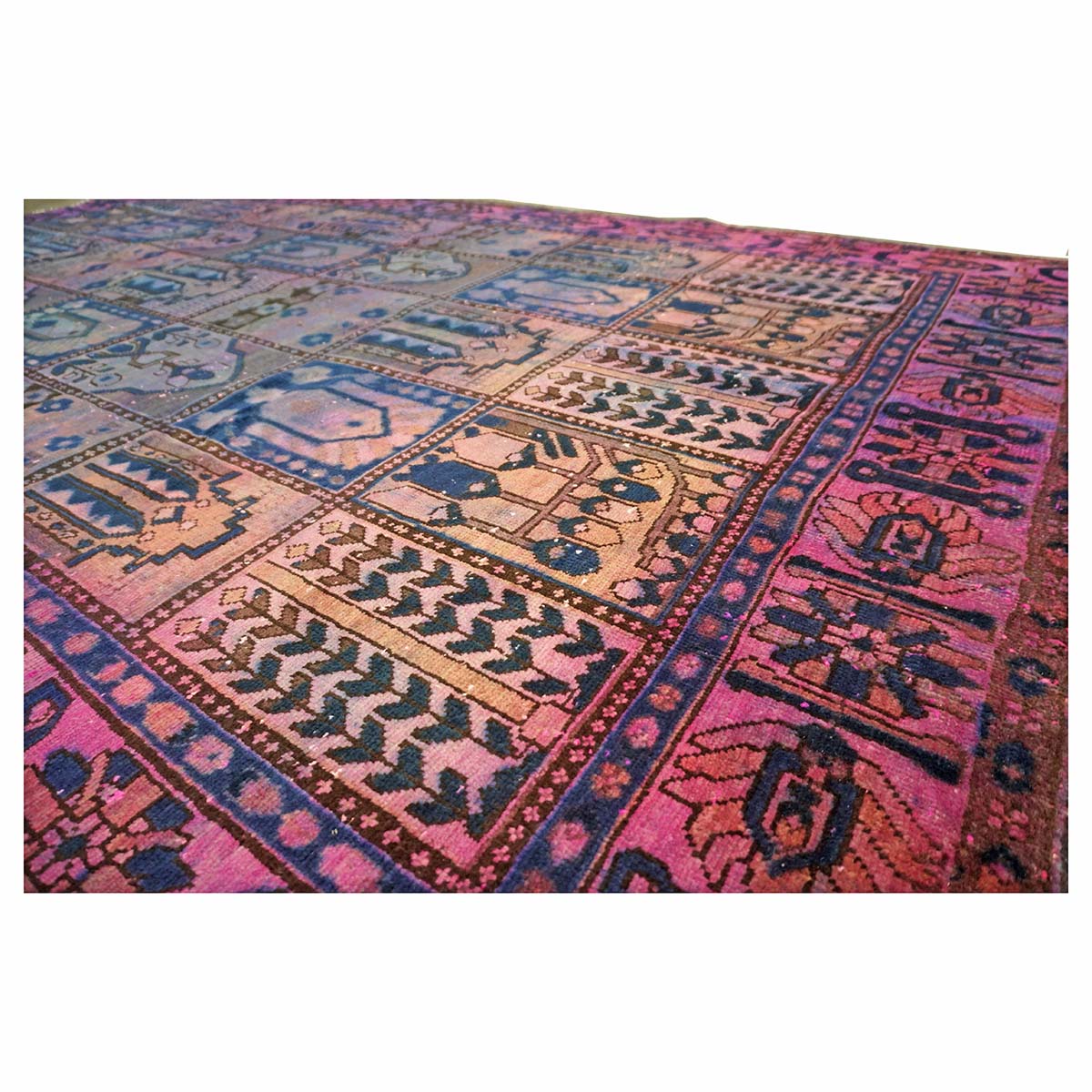 Vintage Persian Overdye Wool 6x10 Pink & Blue Handmade Area Rug # 9902739