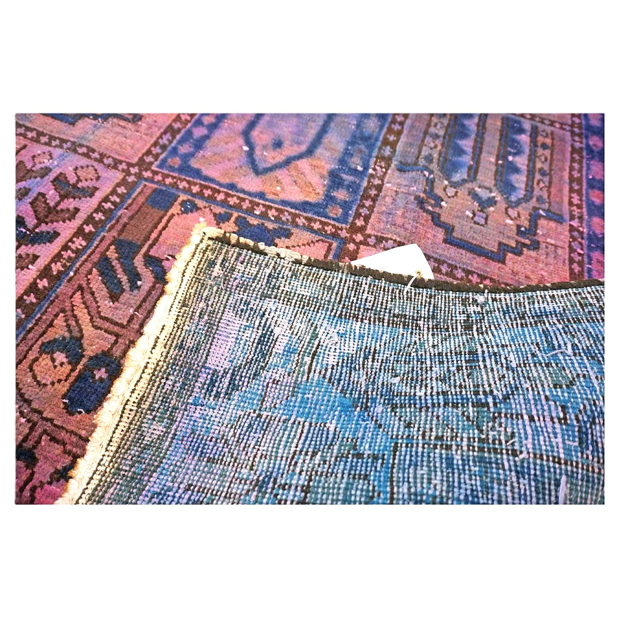 Vintage Persian Overdye Wool 6x10 Pink & Blue Handmade Area Rug # 9902739