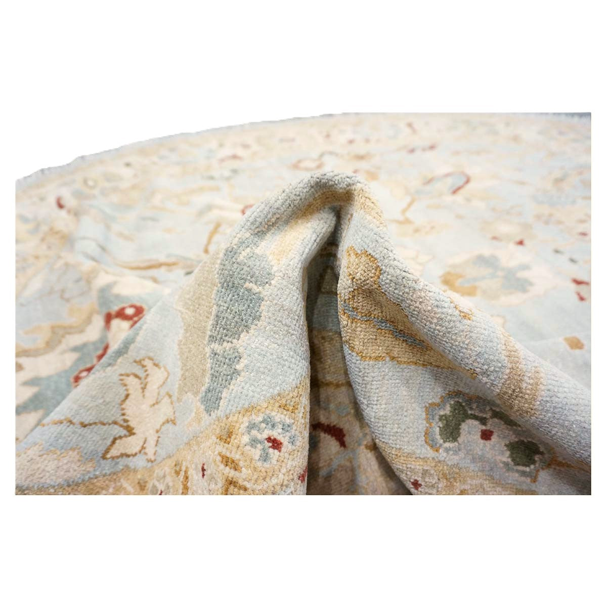 Afghan Sultanabad Wool 8x10 Light Blue, Ivory & Taupe Handmade Oval Area Rug #9902749