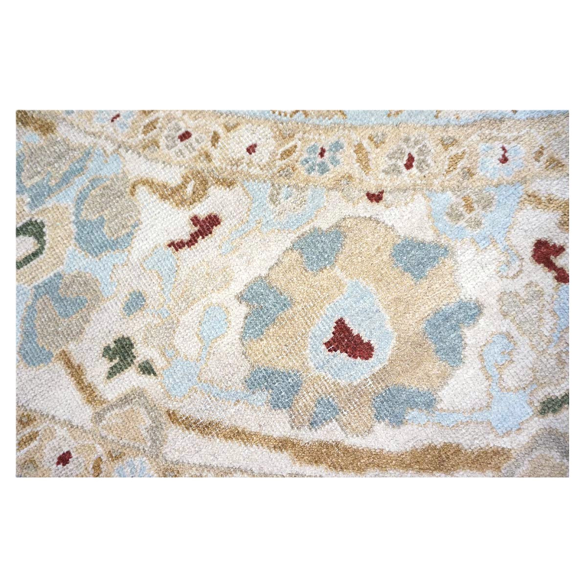Afghan Sultanabad Wool 8x10 Light Blue, Ivory & Taupe Handmade Oval Area Rug #9902749