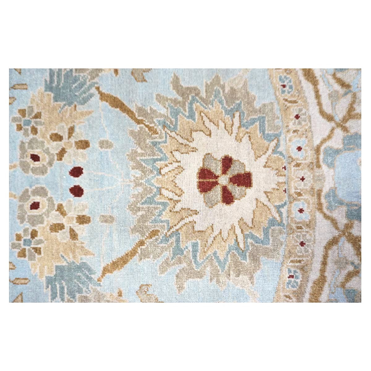 Afghan Sultanabad Wool 8x10 Light Blue, Ivory & Taupe Handmade Oval Area Rug #9902749
