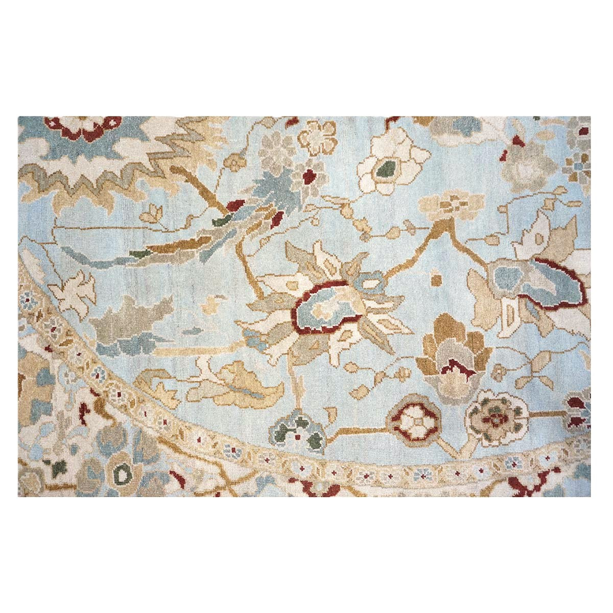 Afghan Sultanabad Wool 8x10 Light Blue, Ivory & Taupe Handmade Oval Area Rug #9902749