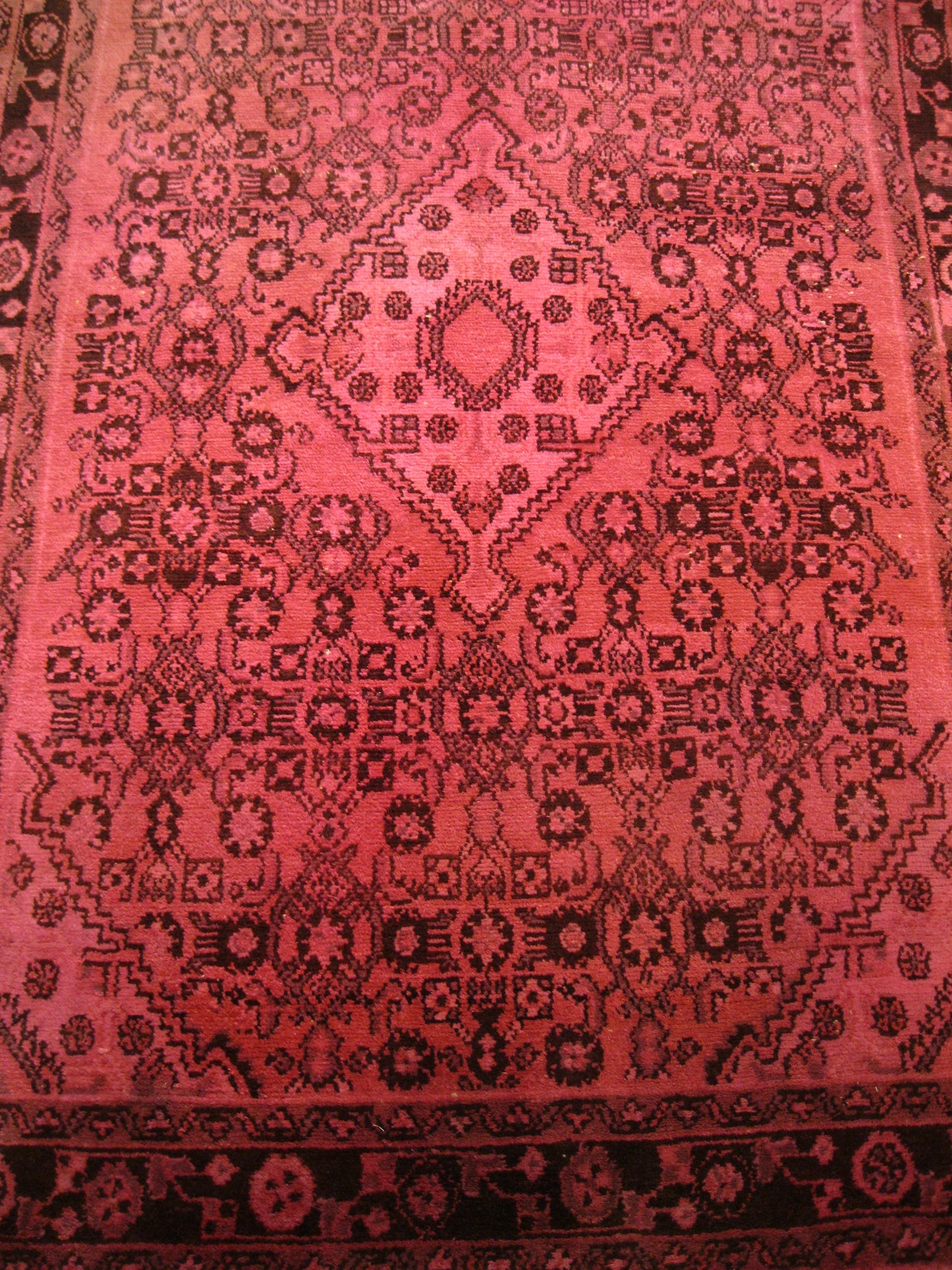 Vintage Persian Hamadan Overdyed 4x7 Red & Black Handmade Area Rug #9902768
