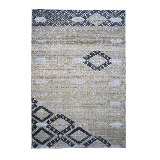 Indian Palermo Wool & Silk 5X7 Grey, Black & Tan Handmade Area Rug #9902770