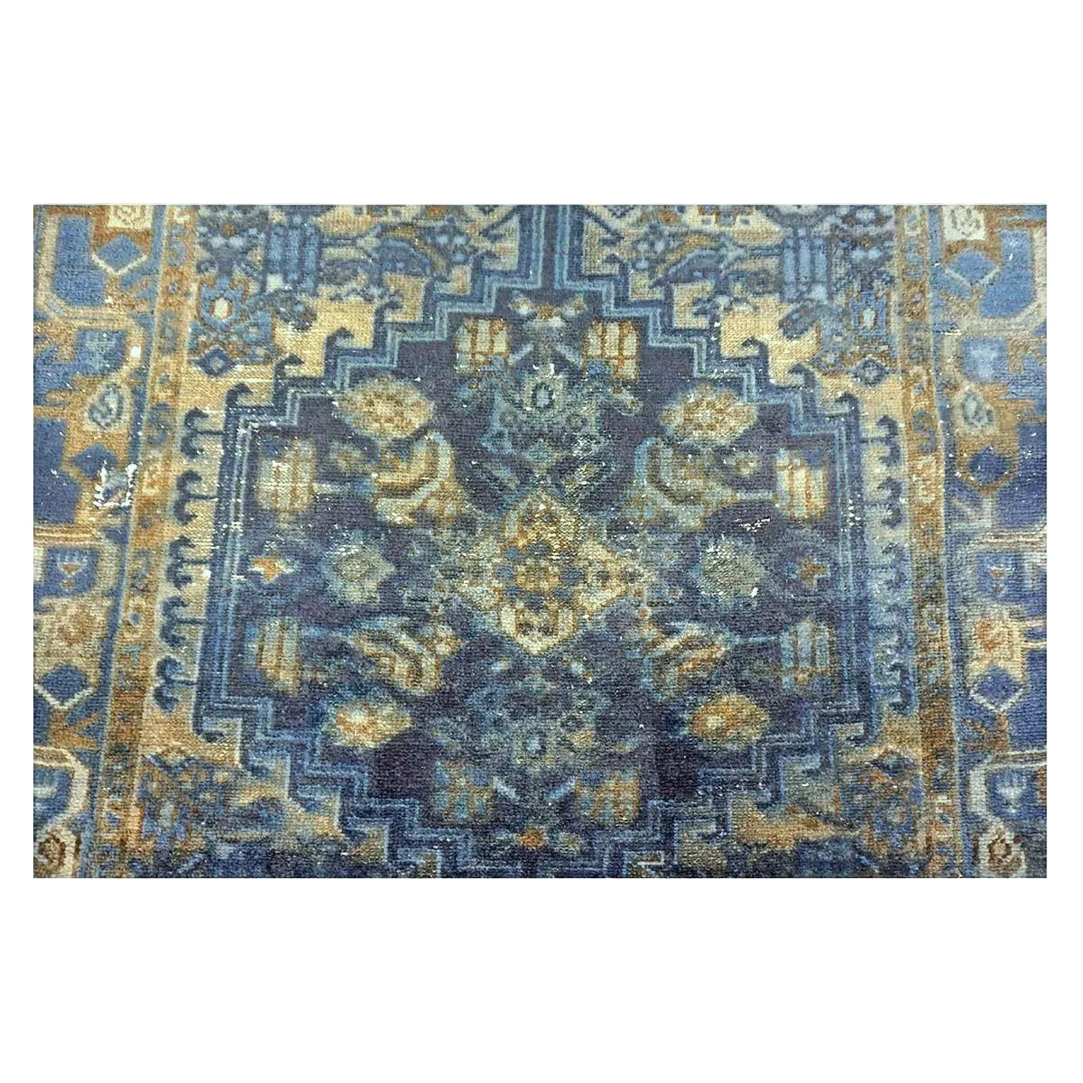 Vintage Persian Overdye Wool 3x9 Blue & Teal Handmade Runner Rug # 9902802