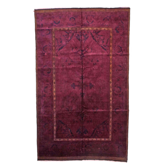 Vintage Afghan Distressed Overdye Wool 10x17 Purple Handmade Area Rug #9902804