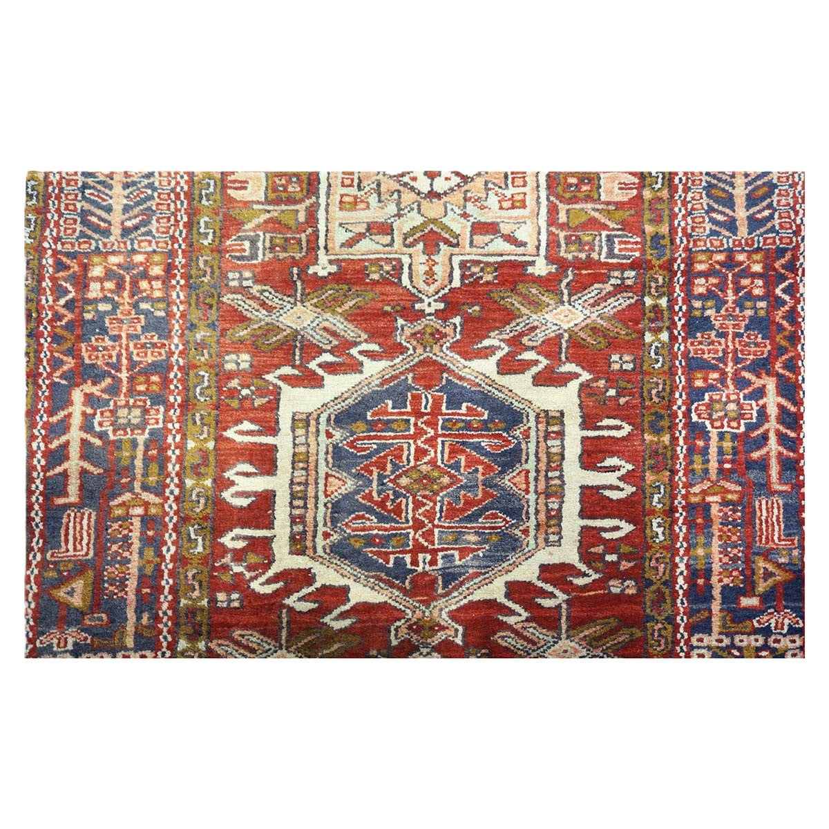Persian Karajeh Wool 4x11 Rust, Ivory & Tan Handmade Gallery Rug #9902819