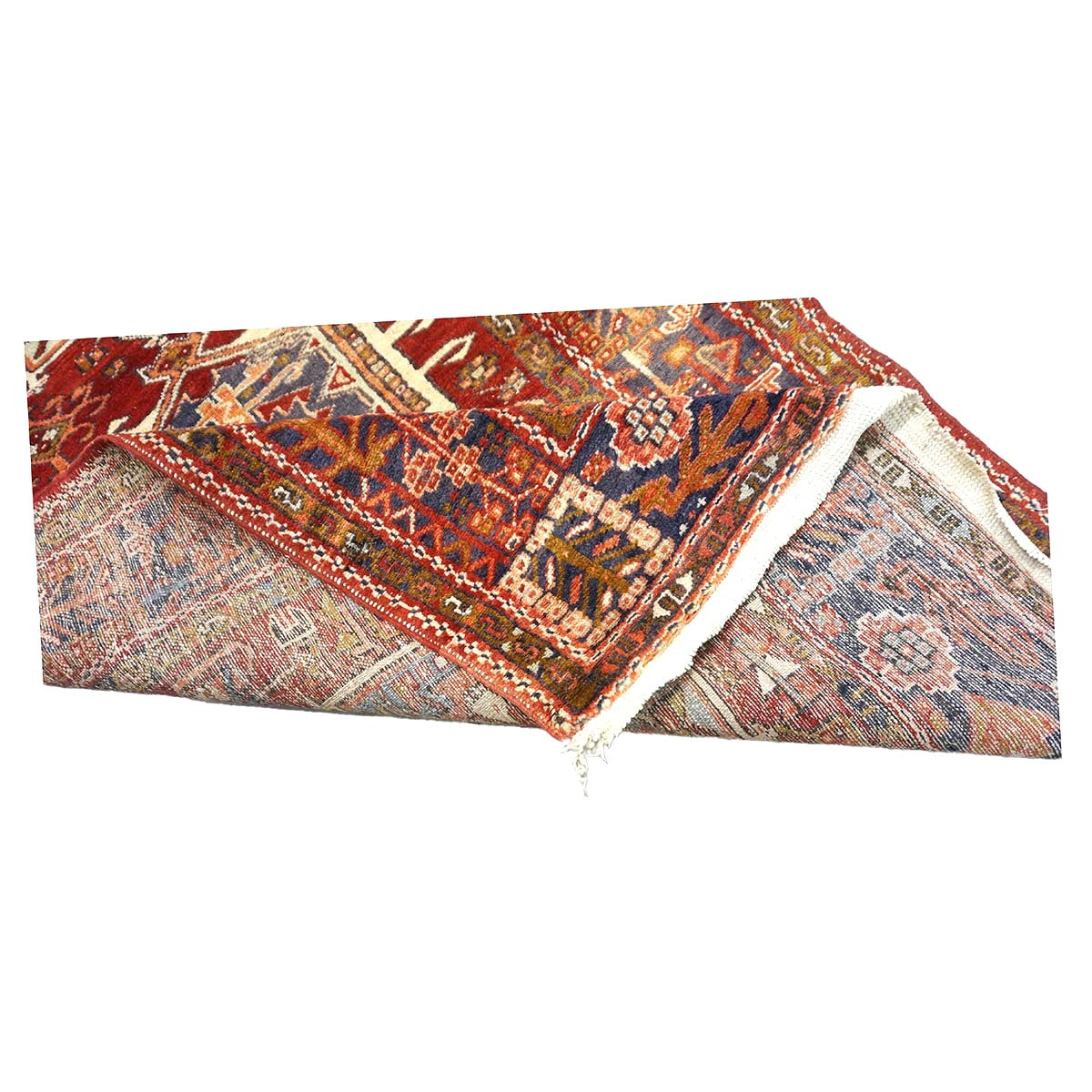 Persian Karajeh Wool 4x11 Rust, Ivory & Tan Handmade Gallery Rug #9902819