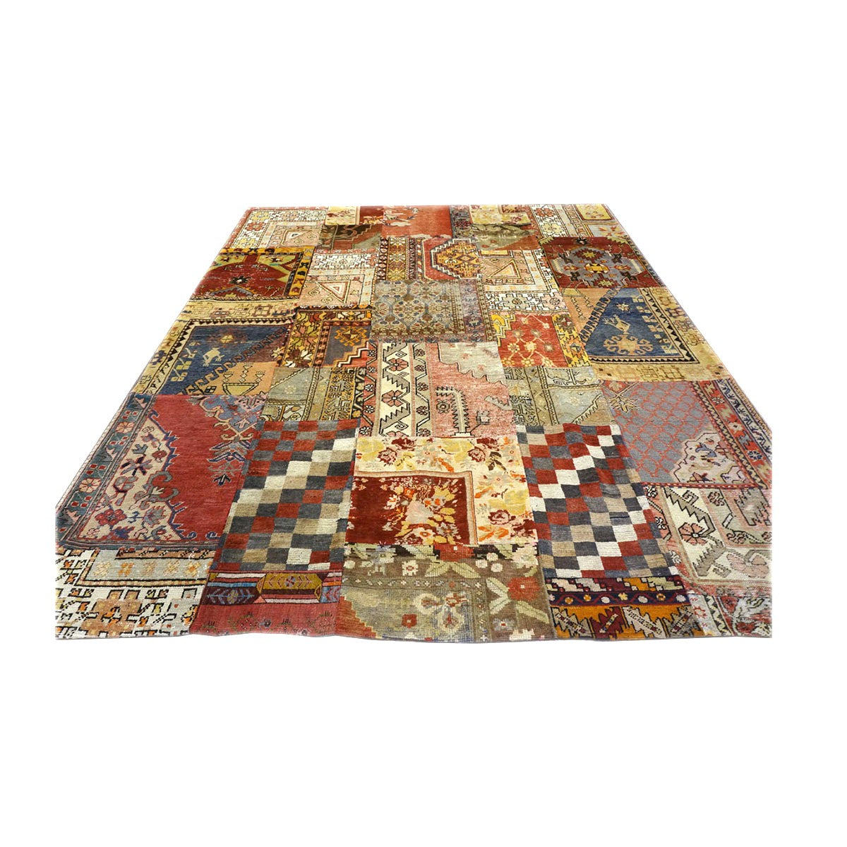 Antique Turkish Patchwork 8X10 Multicolored Handmade Area Rug #9902852