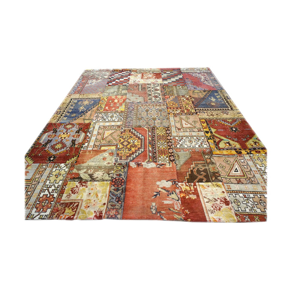 Antique Turkish Patchwork 8X10 Multicolored Handmade Area Rug #9902852