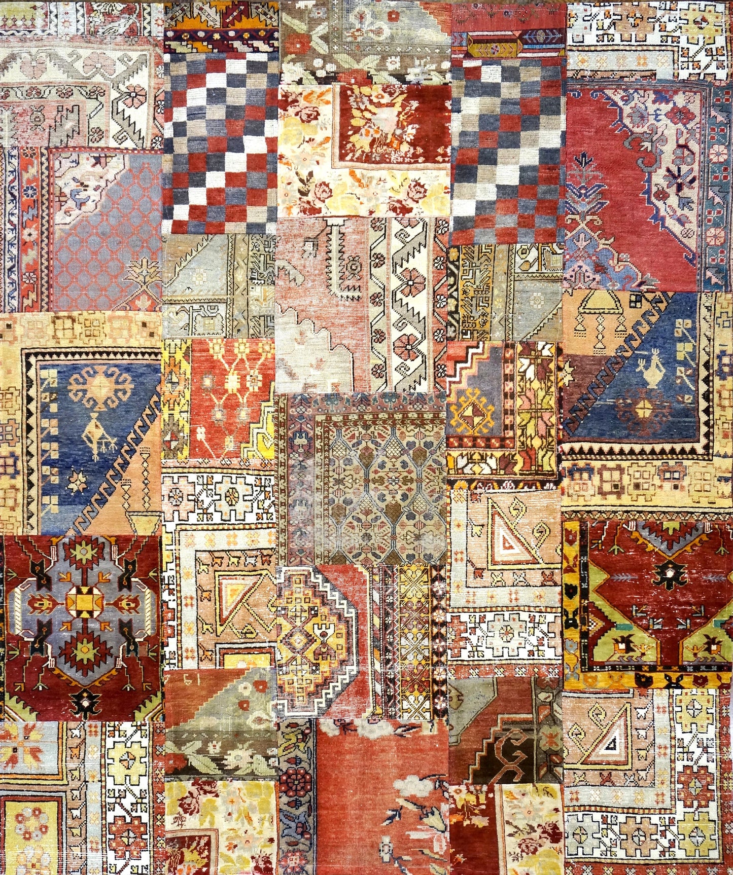 Antique Turkish Patchwork 8X10 Multicolored Handmade Area Rug #9902852