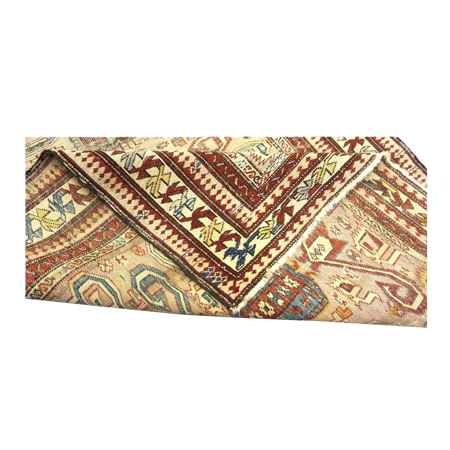 Antique Azerbaijani Kazak Perpedil Wool 3x5 Tan & Red Handmade Area Rug #9902854