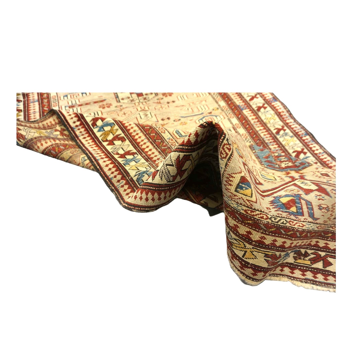 Antique Azerbaijani Kazak Perpedil Wool 3x5 Tan & Red Handmade Area Rug #9902854