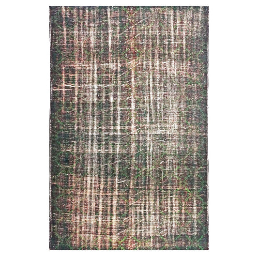 Turkish Overdye Distressed Wool 6x9 Emerald Green & Ivory Handmade Area Rug # 9902855
