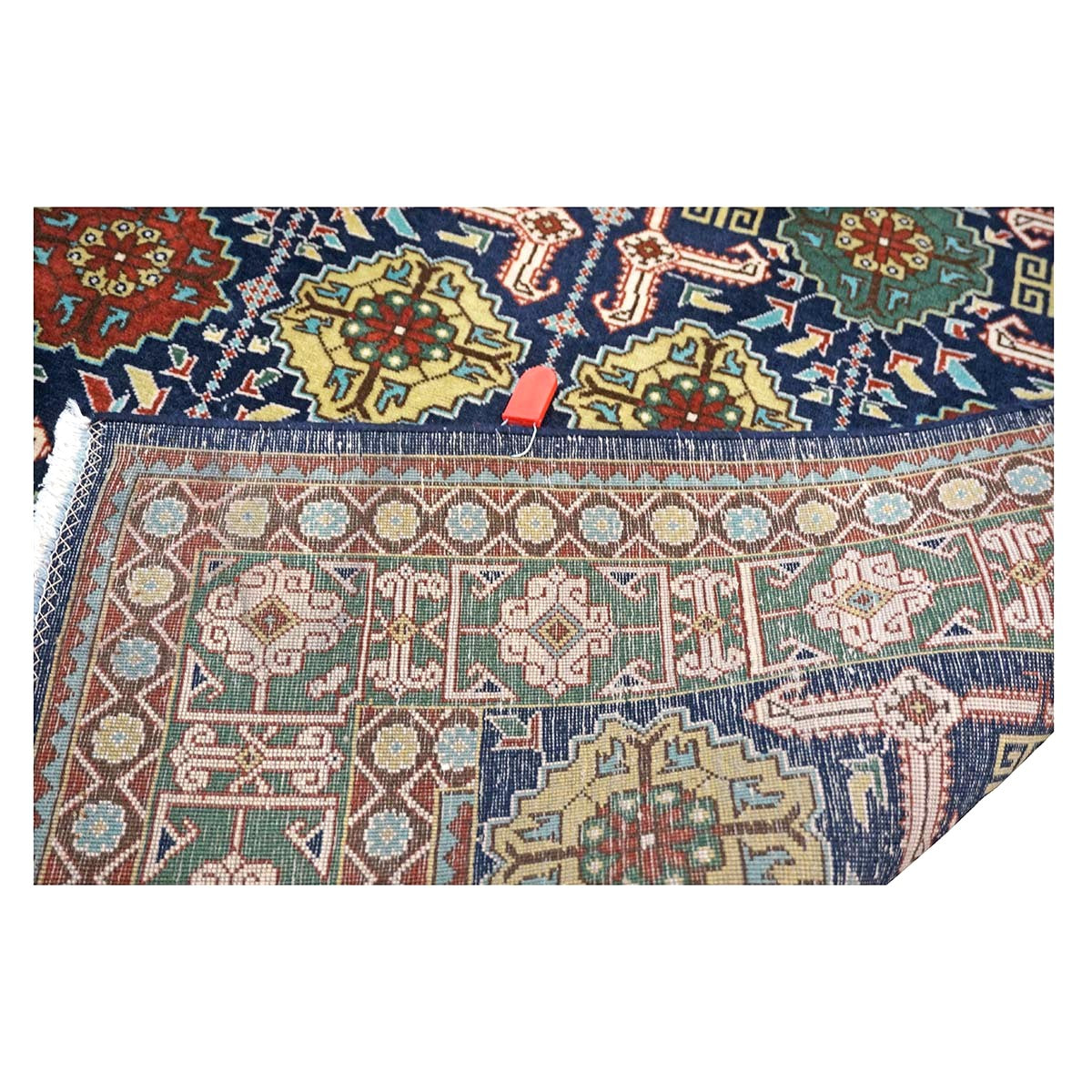 Antique Persian Tabriz Wool 3x5 Ivory, Navy & Green Handmade Throw Rug #9902860
