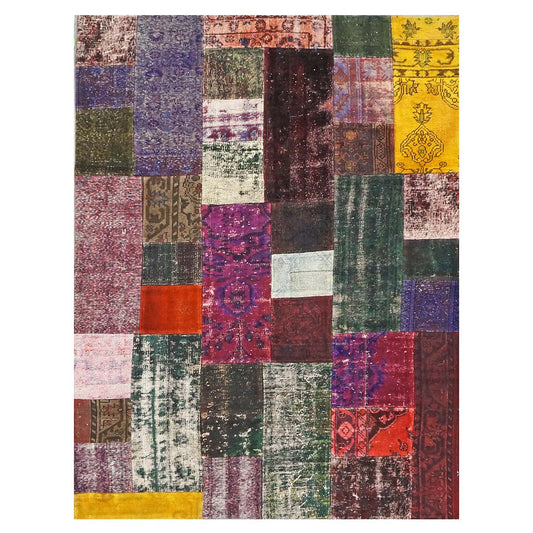 Vintage Turkish Overdyed Patchwork Wool 6X8 Multicolored Handmade Area Rug #9902868