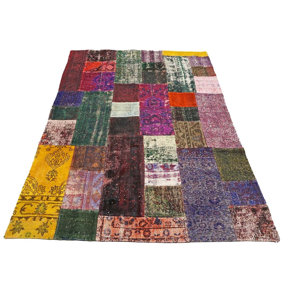 Vintage Turkish Overdyed Patchwork Wool 6X8 Multicolored Handmade Area Rug #9902868