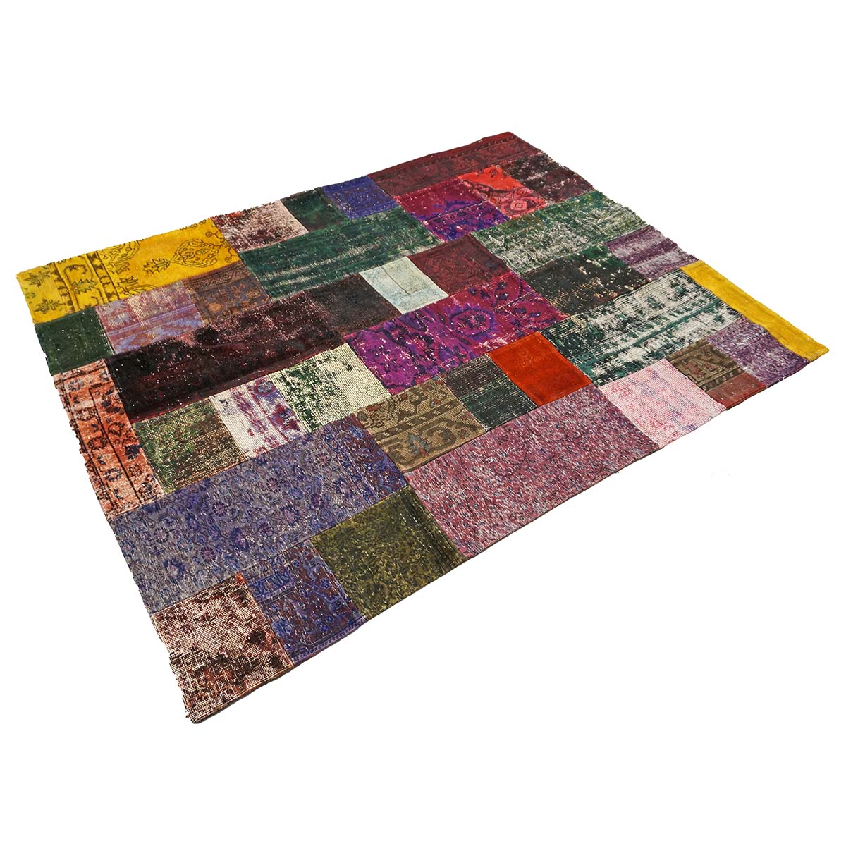 Vintage Turkish Overdyed Patchwork Wool 6X8 Multicolored Handmade Area Rug #9902868