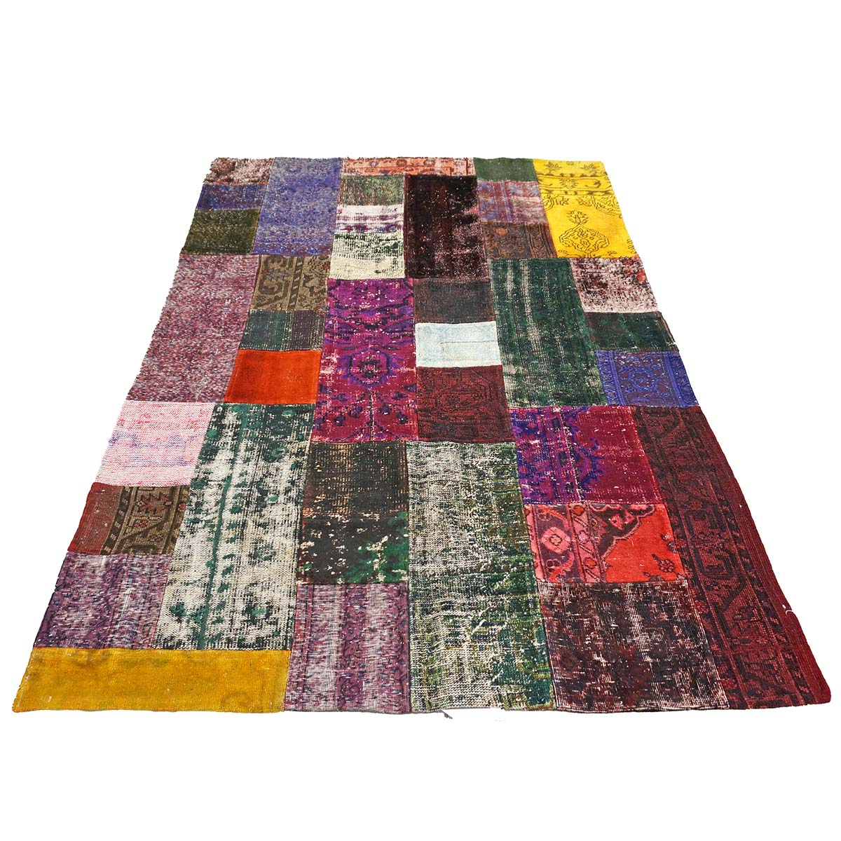 Vintage Turkish Overdyed Patchwork Wool 6X8 Multicolored Handmade Area Rug #9902868