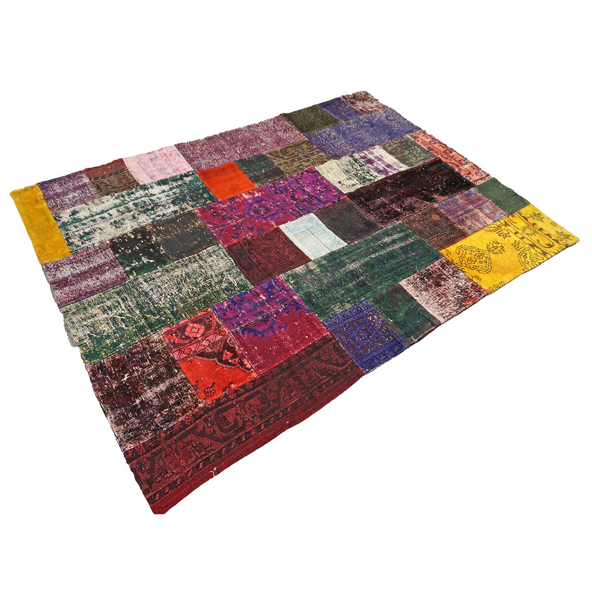 Vintage Turkish Overdyed Patchwork Wool 6X8 Multicolored Handmade Area Rug #9902868