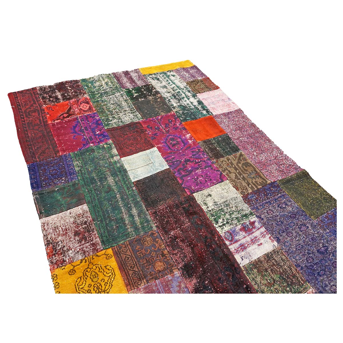 Vintage Turkish Overdyed Patchwork Wool 6X8 Multicolored Handmade Area Rug #9902868